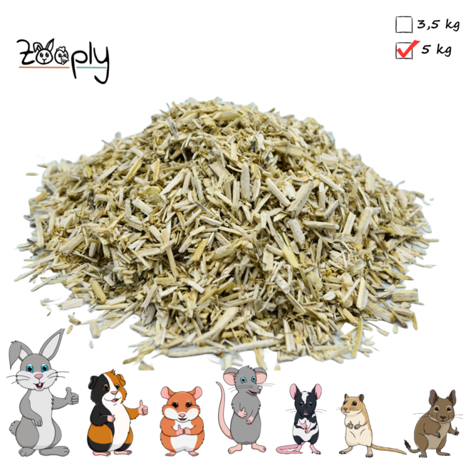Zooply Hemp Fiber - Dust-free and well-absorbing bedding for rabbits and rodents - 5 kg