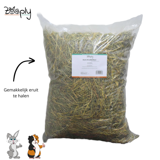 Zooply German Herbs Hay - Fresh hay from the field - Easily packed in a bag - 5 kg