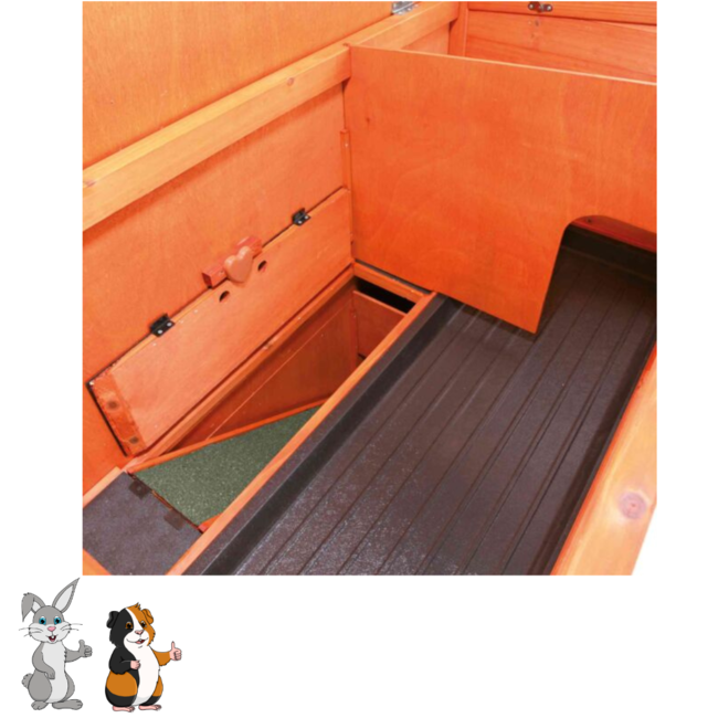 Rabbit and Guinea Pig Hutch - Outdoor Enclosure - 116 × 111 × 65 cm - Brown