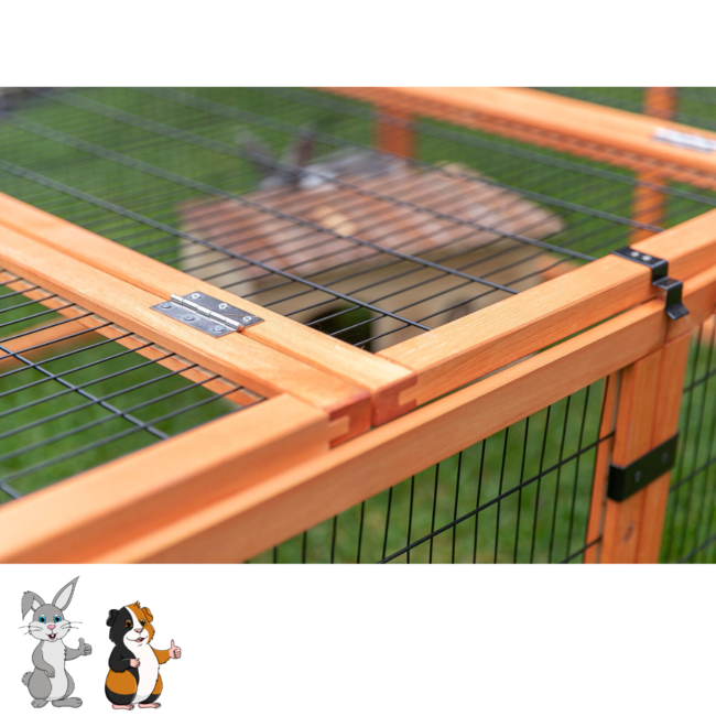 Wooden outdoor run - Run for rabbits and guinea pigs - 174 × 48 × 109 cm - Brown