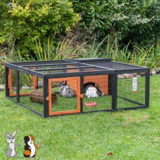 Trixie Houten ren met huisje - 150 × 53 × 150 cm