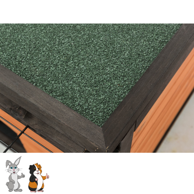 Wooden run with hutch - Outdoor run for rabbits and guinea pigs - 150 × 53 × 150 cm - Black / Brown
