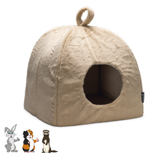 Pluche huis voor konijnen en cavia's - Zacht huisje voor konijnen en cavia's - Beige - 40x40x40 cm