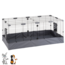 Rabbit and Guinea Pig Enclosure – Wire Cage with Side Panel - Easy access via steps - 120 x 90 x 80 cm – Grey