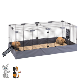 Ferplast Konijnen- en caviaverblijf – 120 x 90 x 80 cm – Grijs