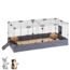 Rabbit and Guinea Pig Enclosure – Wire Cage with Side Panel - Easy access via steps - 120 x 90 x 80 cm – Grey