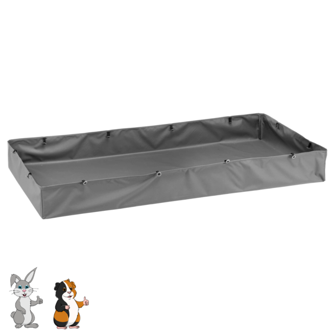 Rabbit and Guinea Pig Enclosure – Wire Cage with Side Panel - Easy access via steps - 120 x 90 x 80 cm – Grey