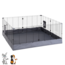 Rabbit and Guinea Pig Enclosure – Wire Cage with Side Panel - Easy access via ramps - 140.5 x 140.5 x 59.5 cm – Grey