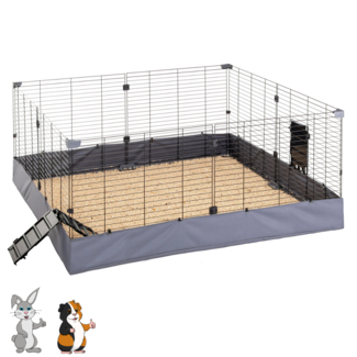 Ferplast Konijnen- caviaverblijf – 140,5 x 140,5 x 59,5 cm – Grijs