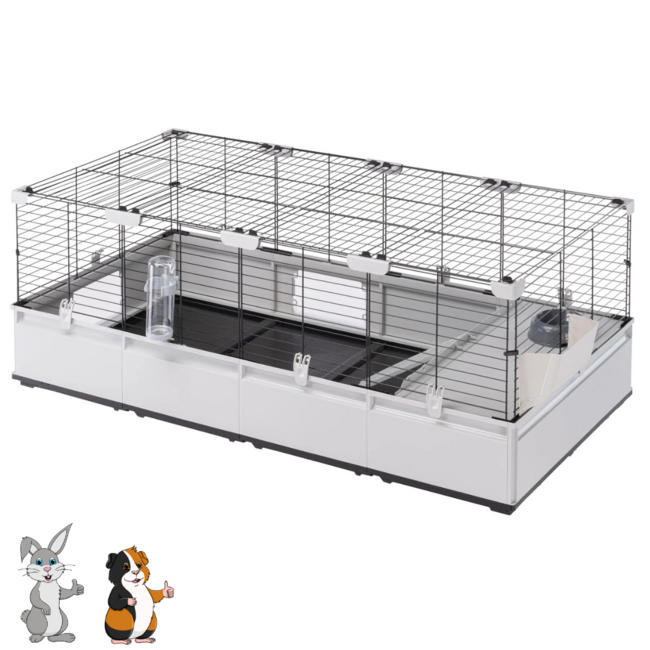 Rabbit and Guinea Pig Enclosure – 144 x 72 x 56 cm – Grey/Black