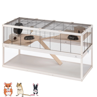 Ferplast Knaagdierkooi 120 x 61 x 52 cm – Hout / Plexiglas