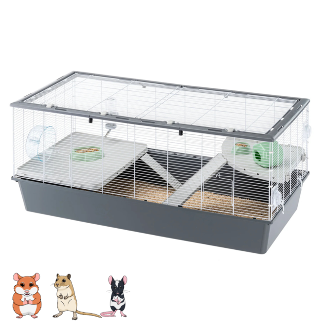 Knaagdierkooi 119 x 58 x 53,5 cm – Grijs/Wit