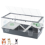 Knaagdierkooi met twee plateau's - Hok voor goudhamsters, gerbils en muizen - 119 x 58 x 53,5 cm - Grijs / Wit