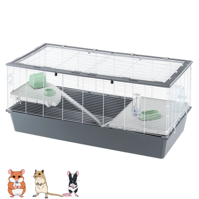 Knaagdierkooi 119 x 58 x 53,5 cm – Grijs/Wit