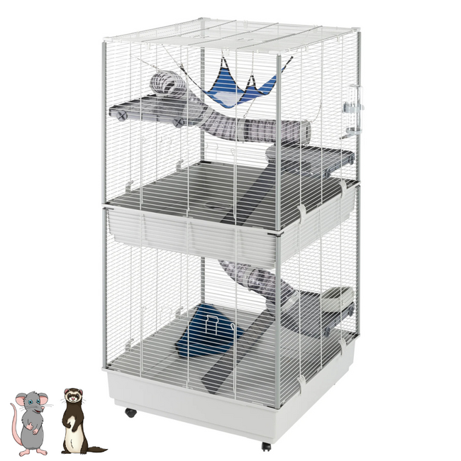 Ferplast Ratten- en Frettenverblijf - Ruim verblijf voor ratten en fretten - 75 × 80 × 161 cm