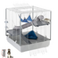 Large cage with platforms and furnishings - Spacious enclosure for rats and ferrets - 80 x 75 x 86.5 cm - Grey
