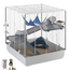 Large cage with platforms and furnishings - Spacious enclosure for rats and ferrets - 80 x 75 x 86.5 cm - Grey