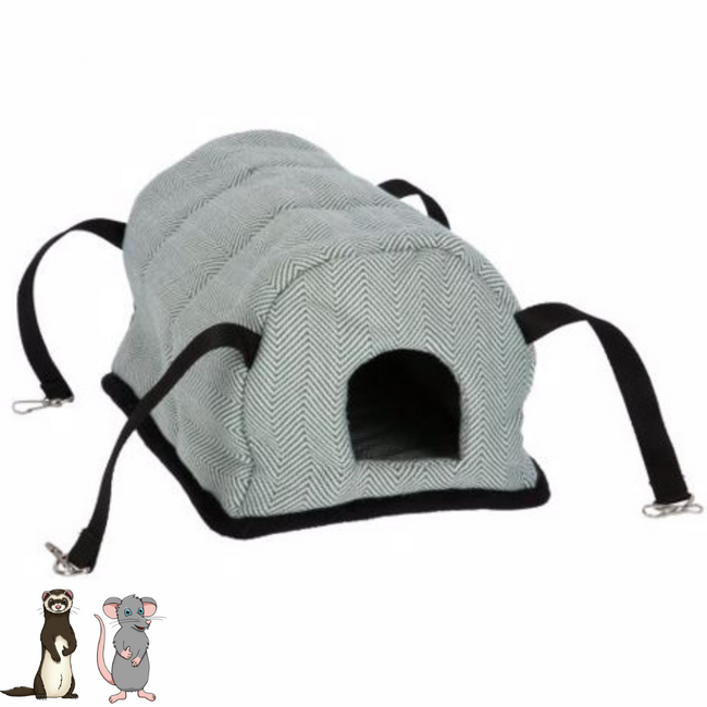 Hanging Igloo - Comfortable resting place for rats and ferrets - 30 x 19 x 19 cm - Green / Grey