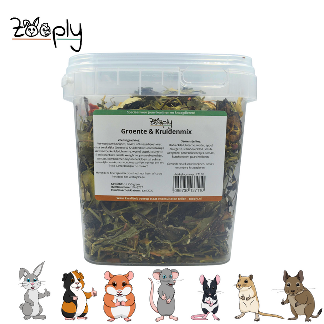 Zooply Vegetable and Herb Mix - Various dried vegetables and herbs for rabbits and rodents - Healthy snack