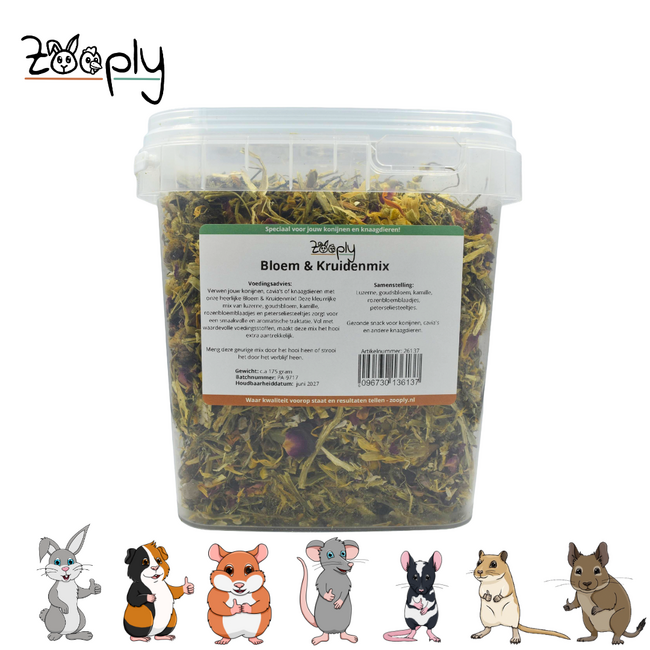 Zooply Flower and Herb Mix - Various dried flowers and herbs for rabbits and rodents - Healthy snack