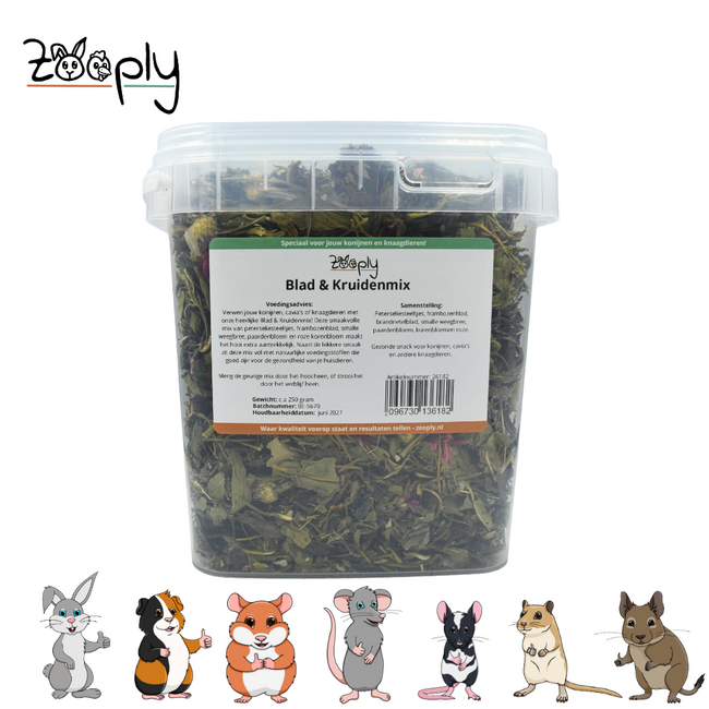 Zooply Leaf and Herb Mix - Various dried leaves and herbs for rabbits and rodents - Healthy snack