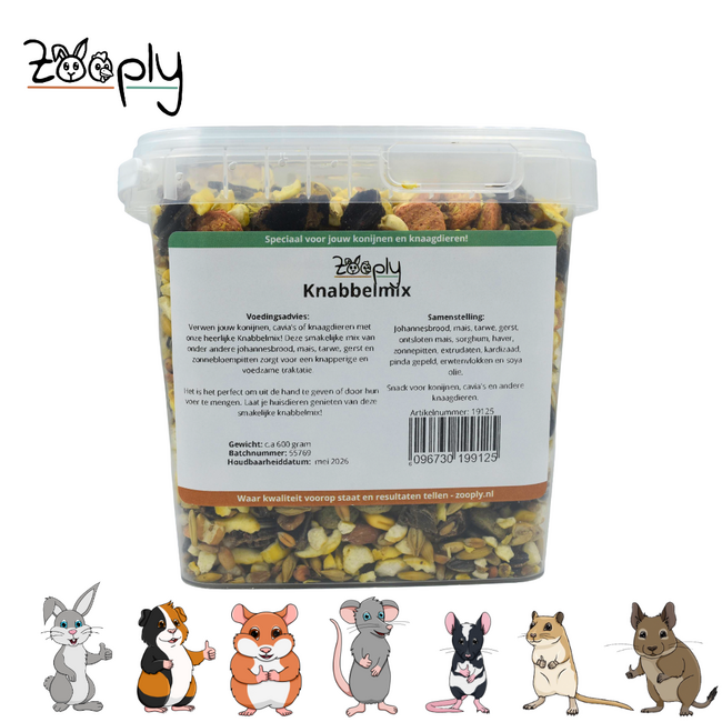 Zooply knabbelmix - Snack voor konijnen en knaagdieren - 600 gram