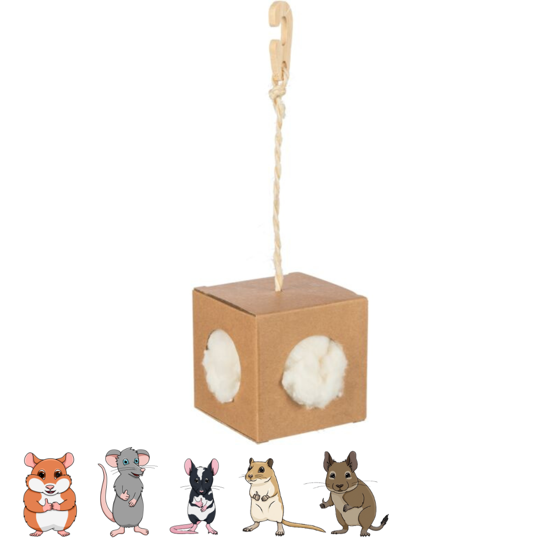 Trixie Kapok in doosje - Nestmateriaal in Doosje voor Kleine Knaagdieren - 9 × 9 × 9 cm