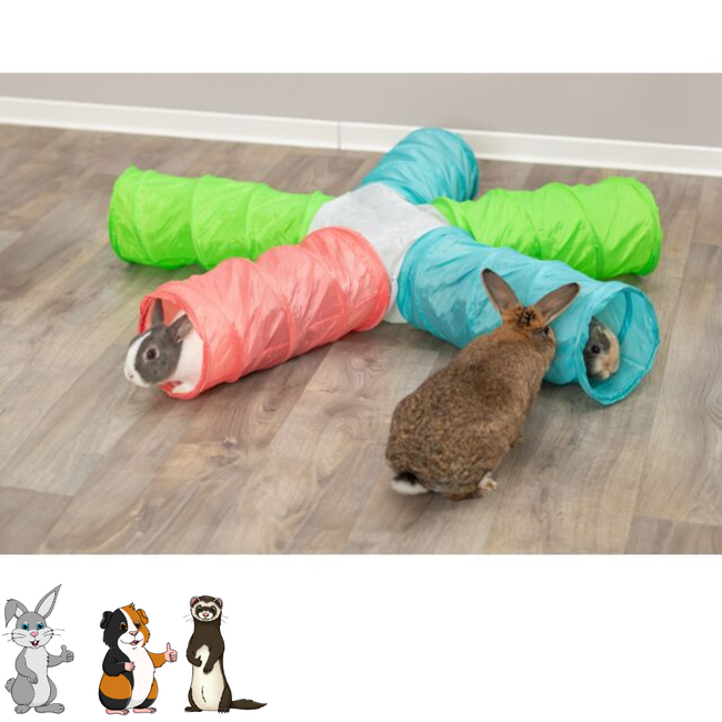 Play tunnel with 5 exits - Fun toy for rabbits, guinea pigs and ferrets - 5 × ø 18 cm/47 cm