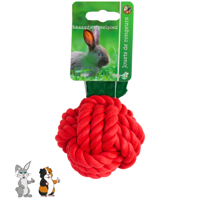 Bean rodent toy knotted ball fruity red 8 cm