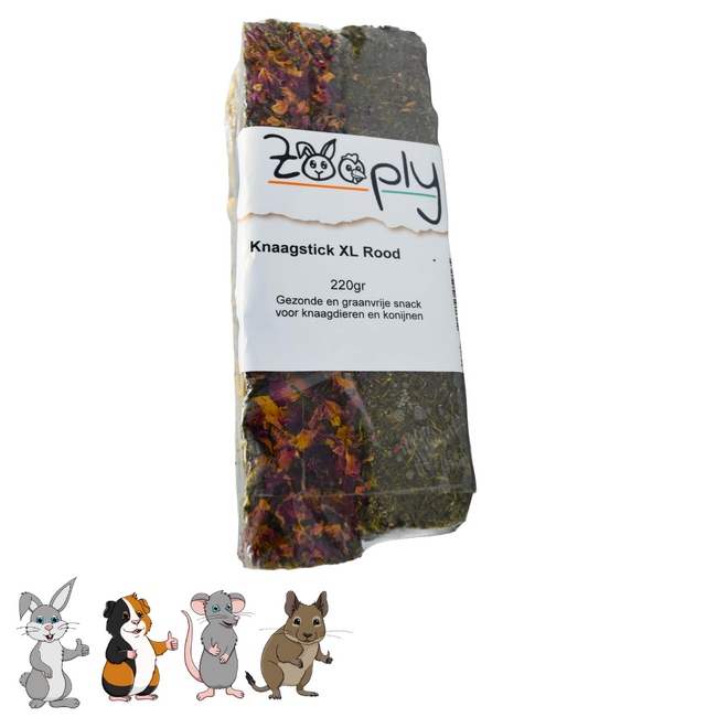 Wielink Knaagsticks - Snack voor cavia's, ratten, konijnen en degoes - 220 gram, rood