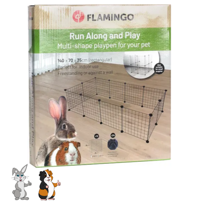 Rodent Run - Fun Play Area for Guinea Pigs and Rabbits - 140 x 35 x 35 cm - Black