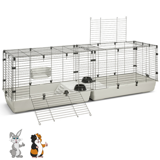 Rabbit and Guinea Pig Hutch - Convenient enclosure for Guinea Pigs and Rabbits - 200 x 50 x 63.5 cm