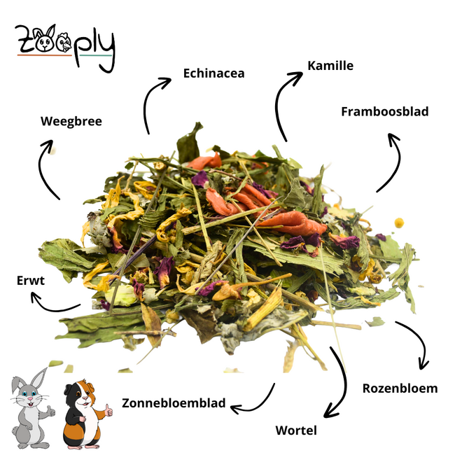 Zooply Zomerdroom - Dried Herbs for Rabbits and Guinea Pigs - 500 grams