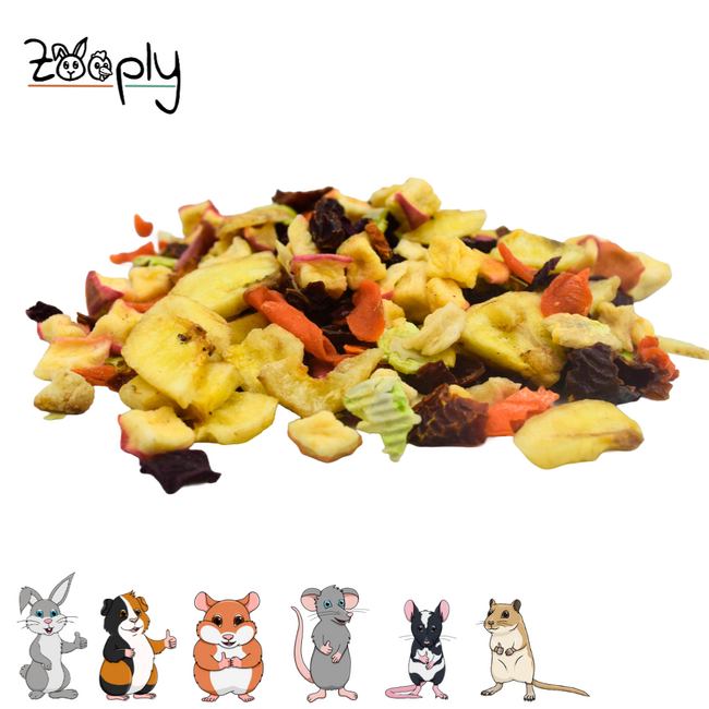 Zooply Groente & Fruitmix stukjes Snack for Rabbits, Guinea Pigs and Small Rodents - Natural Snack - 200 grams