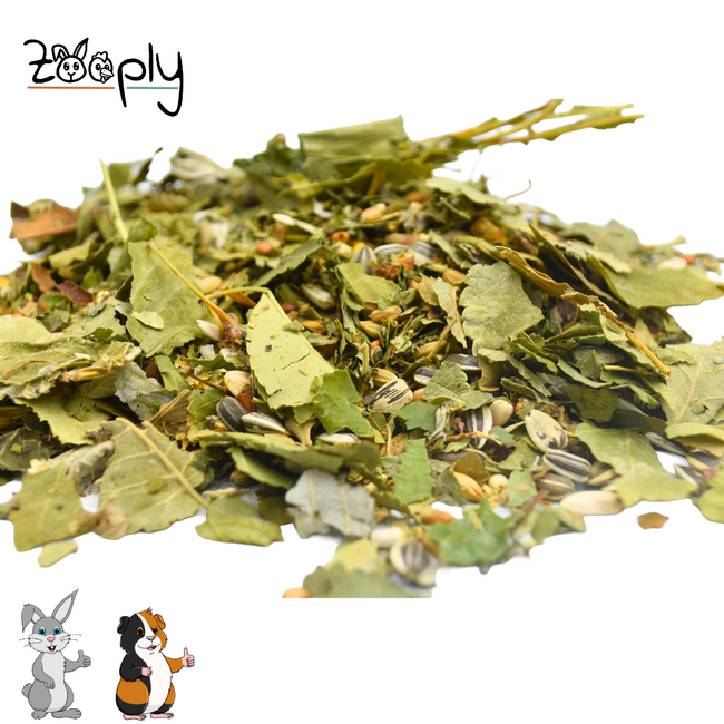 Sprinkle herbs with assorted leaves and nuts - Forest mix – Foraging mix with leaves and seeds – Specially for rabbits and guinea pigs - 1350 grams
