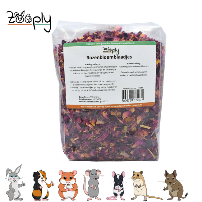 Zooply Rose Petals - Dried flowers for rabbits and rodents - Healthy snack