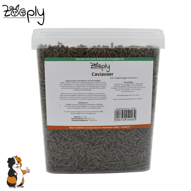 Zooply Guinea Pig Food - High-quality guinea pig food with vitamin C - Packaged in a bag or bucket - 3 kg