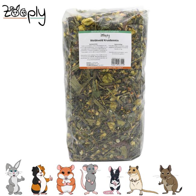 Zooply Meadow Field Mix - Various dried herbs for rabbits and rodents - Healthy snack