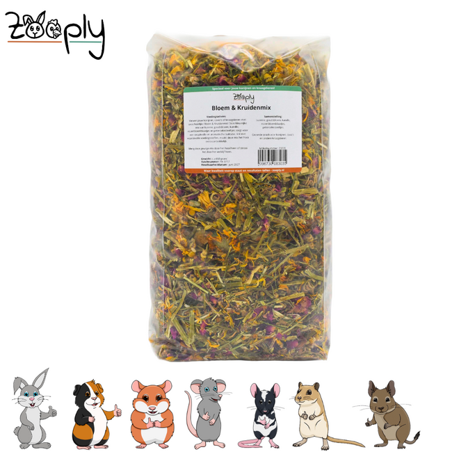 Zooply Flower and Herb Mix - Various dried flowers and herbs for rabbits and rodents - Healthy snack