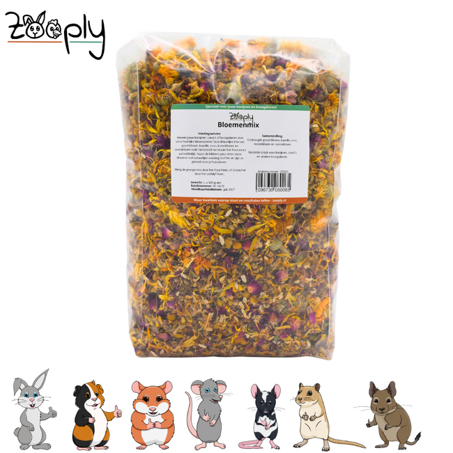 Zooply Bloemenmix - Verschillende gedroogde bloemen voor konijnen en knaagdieren - Gezonde snack