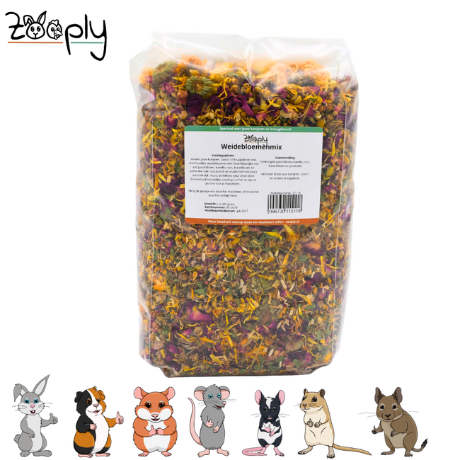 Zooply Meadow Flower Mix - Various dried flowers for rabbits and rodents - Healthy snack