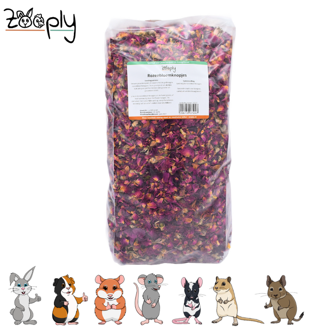 Zooply Rose Flower Buds - Dried flowers for rabbits and rodents - Healthy snack