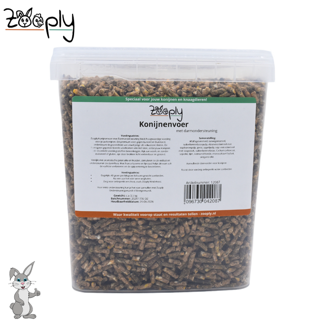 Zooply Rabbit Feed with Digestive Support - Highest Quality Rabbit Feed from Germany - Plastic Bag - 3.5 kg