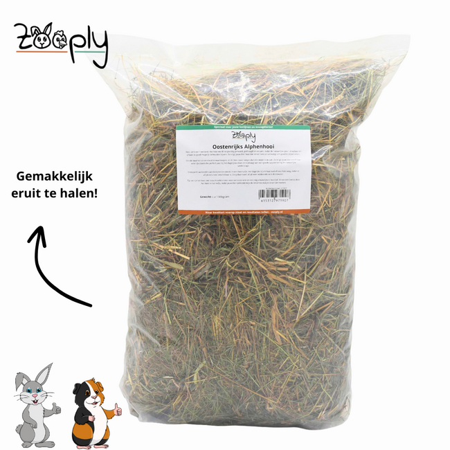 Zooply Oostenrijks Alpenhooi - Hay for Rabbits and Guinea Pigs - 1 kg