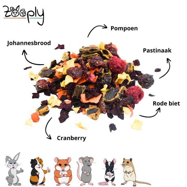 Zooply Herfstmix Snack for Rabbits, Guinea Pigs and Small Rodents - Natural Snack - 350 grams