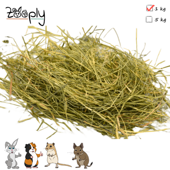 Zooply German Herb Hay - Fresh hay from the field - Conveniently packed in a bag - 1 kg