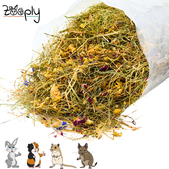 Zooply Kruidenhooi met bloemen - Hooi voor konijnen en cavia's - 5 kg
