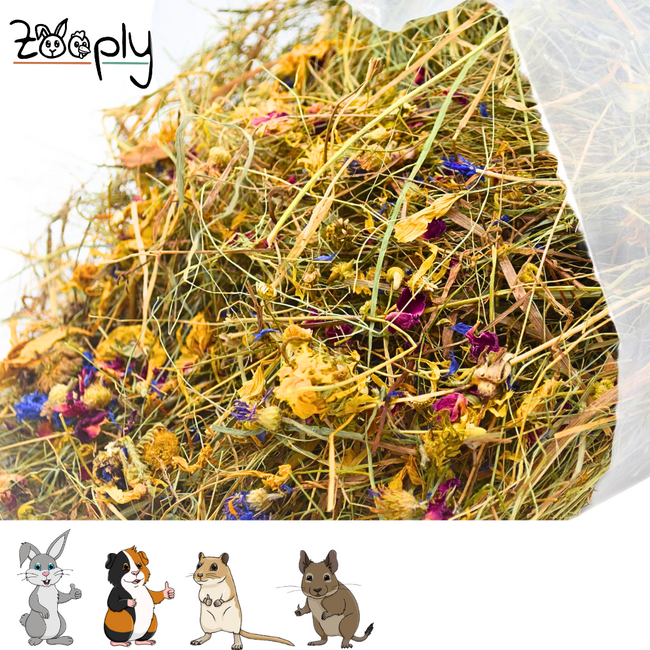 Zooply Kruidenhooi met bloemen - Hooi voor konijnen en cavia's - 5 kg