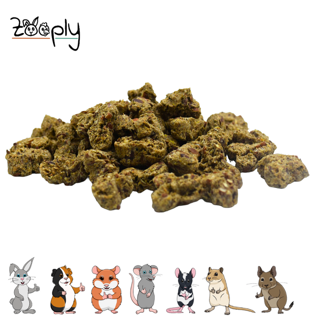 Zooply Lijnzaadbrokken - Natural Snack for Rabbits, Guinea Pigs and Small Rodents - 500 grams