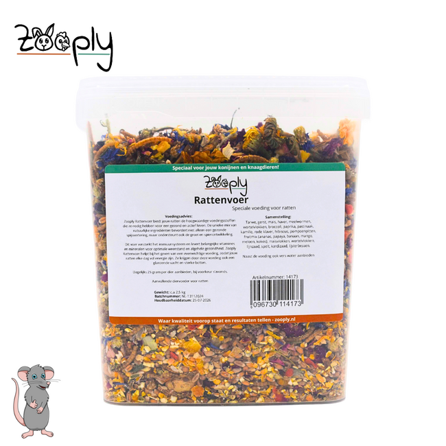 Zooply Rattenvoer - Speciale voeding voor ratten - Verpakt in emmer - 2,5 kg